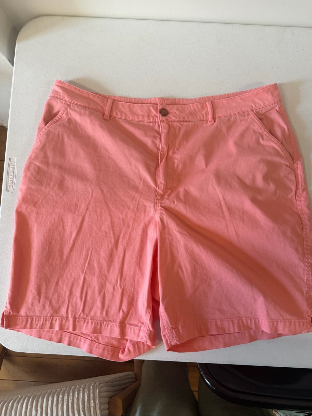 L.L.Bean Coral Pink Stretch Chino Shorts Size 18W